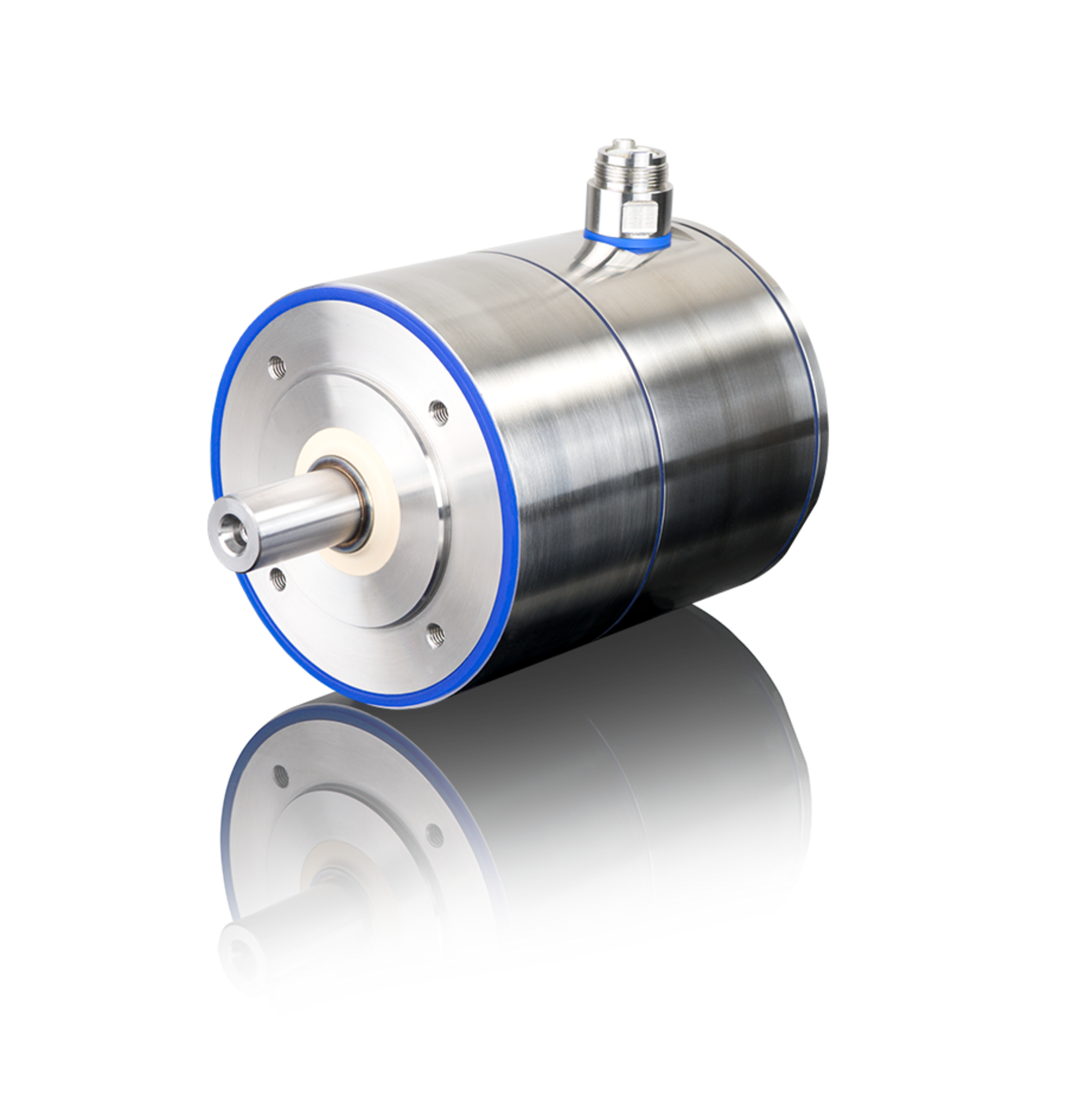Edelstahl Servomotor HMS10 mit Flanschgröße 100 der Firma Heidrive. Stainless steel servo motor HMS10 with flange size 100 from Heidrive.