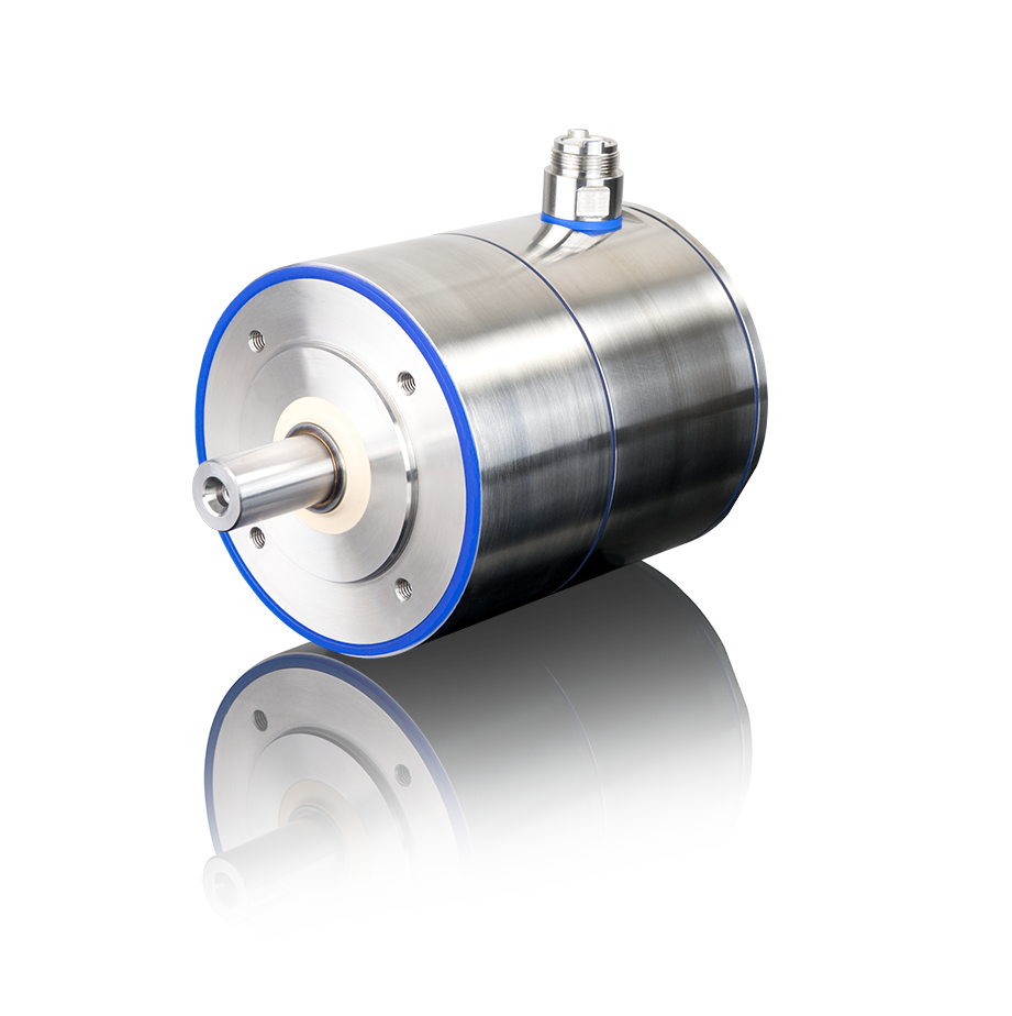 Edelstahl Servomotor HMS10 mit Flanschgröße 100 der Firma Heidrive. Stainless steel servo motor HMS10 with flange size 100 from Heidrive.
